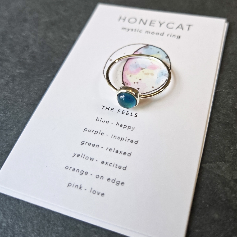 NWT Honeycat Jewelry Silver Plated Mini Mood Ring, Size 6 - Picture 5 of 7